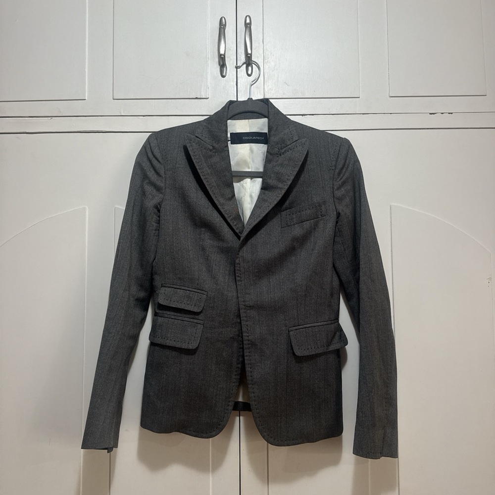 DSQUARED Gray Sport Coat Tailored Blazer